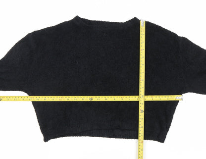 Pull&Bear Womens Black Crew Neck Long Sleeve Pullover Jumper Size 8
