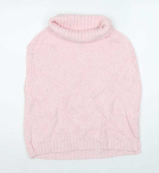 Marble Womens Pink Roll Neck Sleeveless Cable-Knit Jumper Size 14