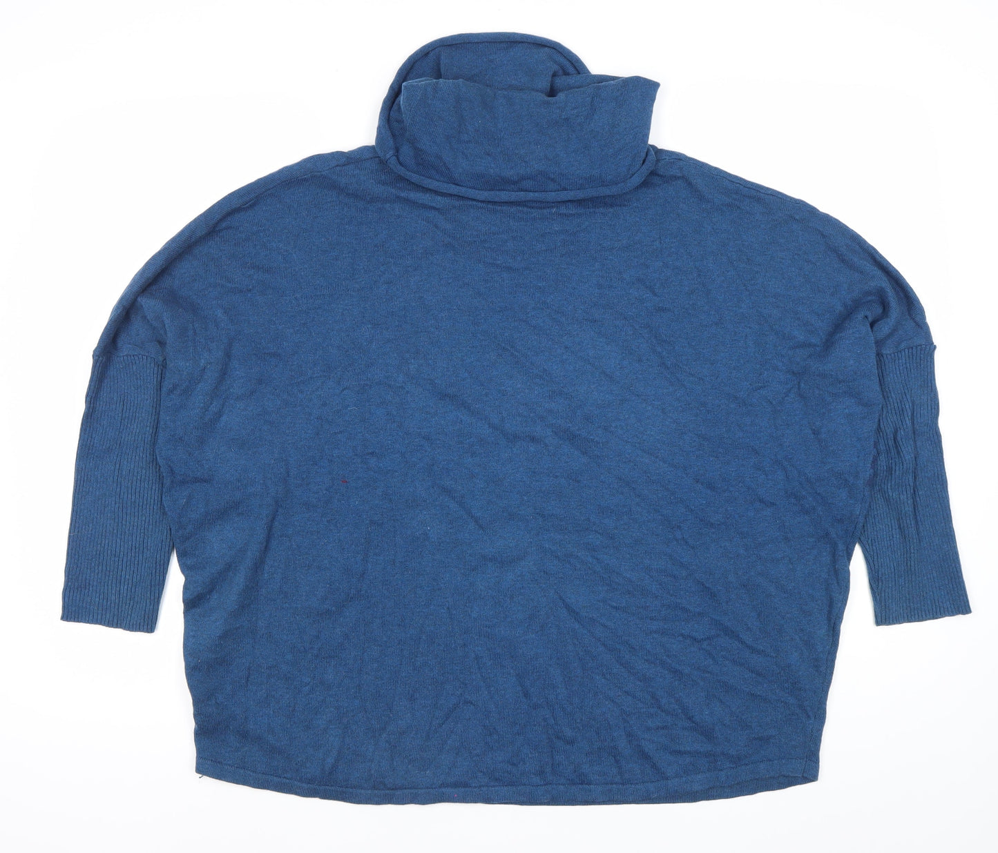 Marble Womens Blue Cotton Cowl Neck Star Jumper Size L