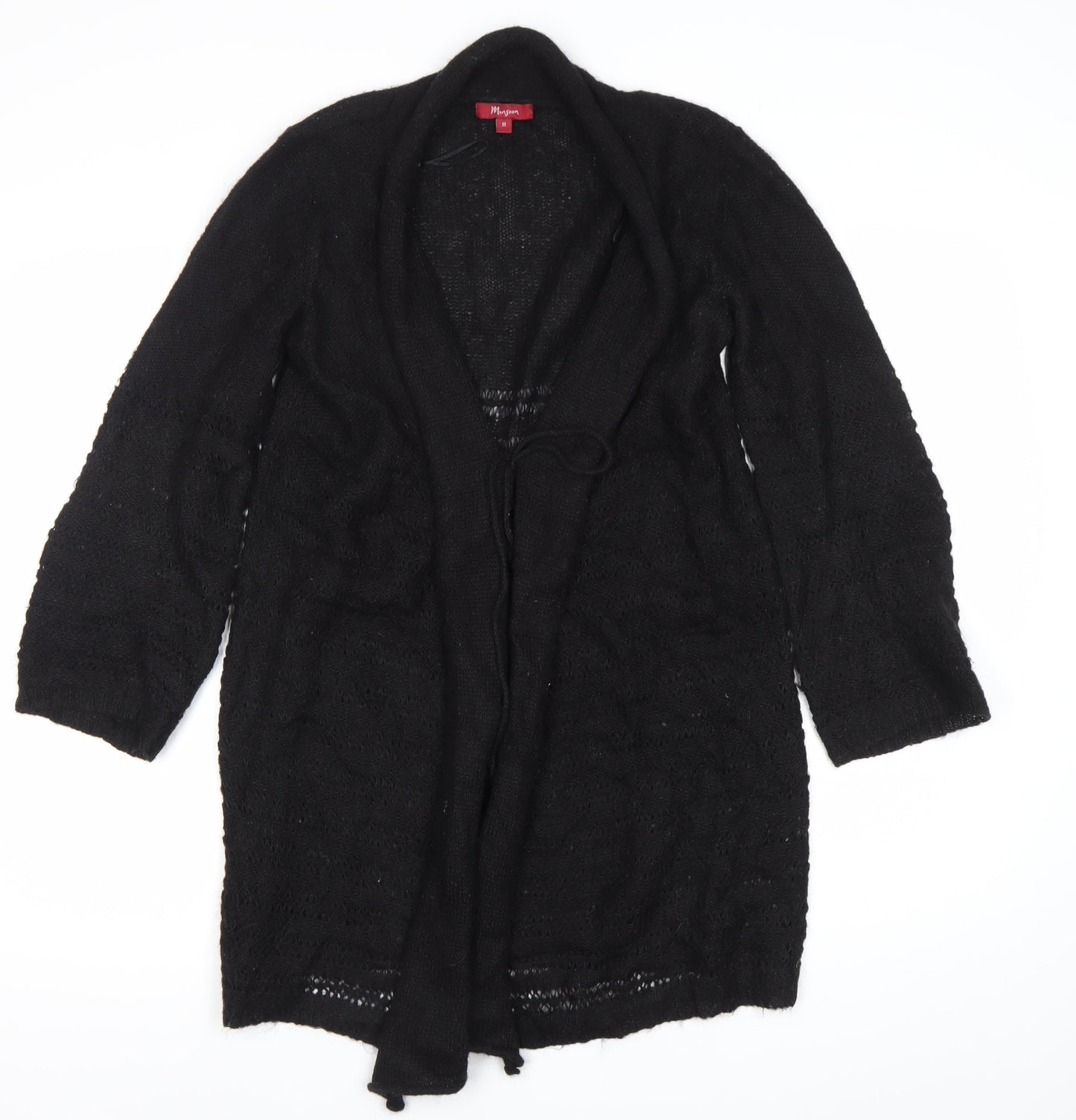 Morgan Womens Black Long Sleeve Knit Open Cardigan Size M