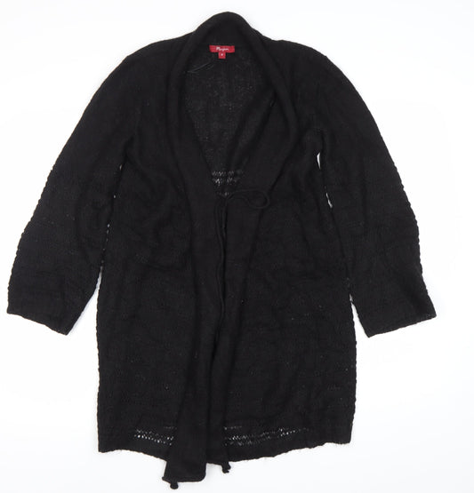 Morgan Womens Black Long Sleeve Knit Open Cardigan Size M