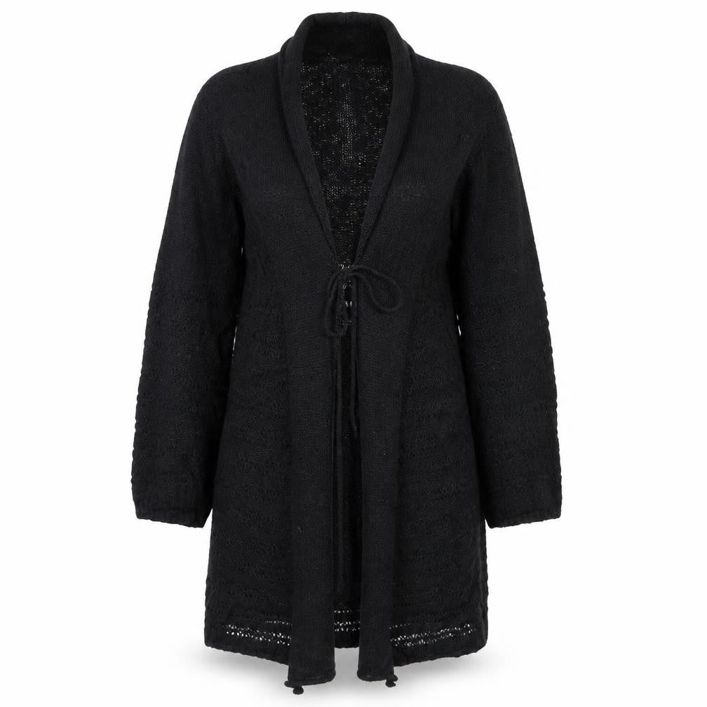 Morgan Womens Black Long Sleeve Knit Open Cardigan Size M