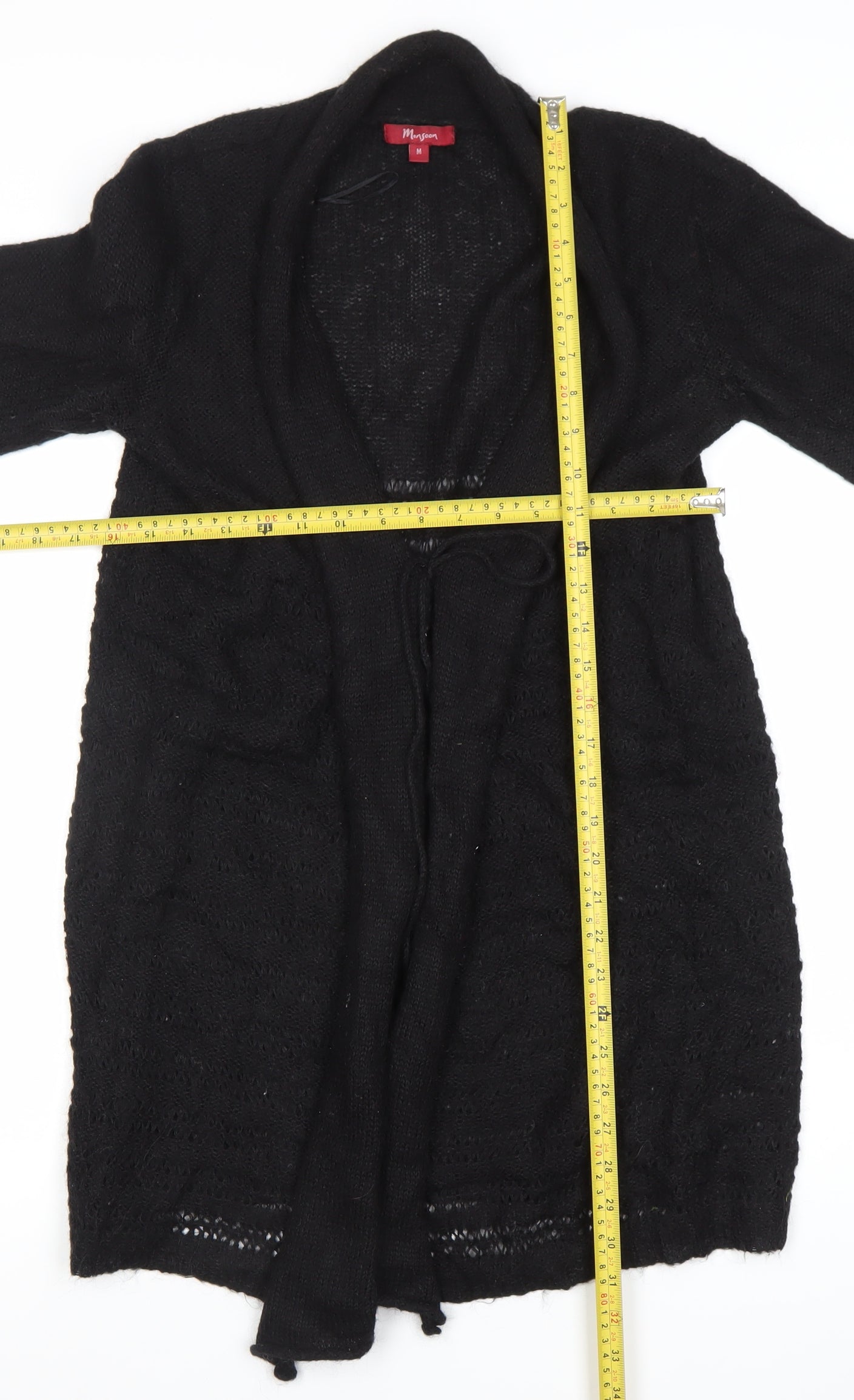 Morgan Womens Black Long Sleeve Knit Open Cardigan Size M