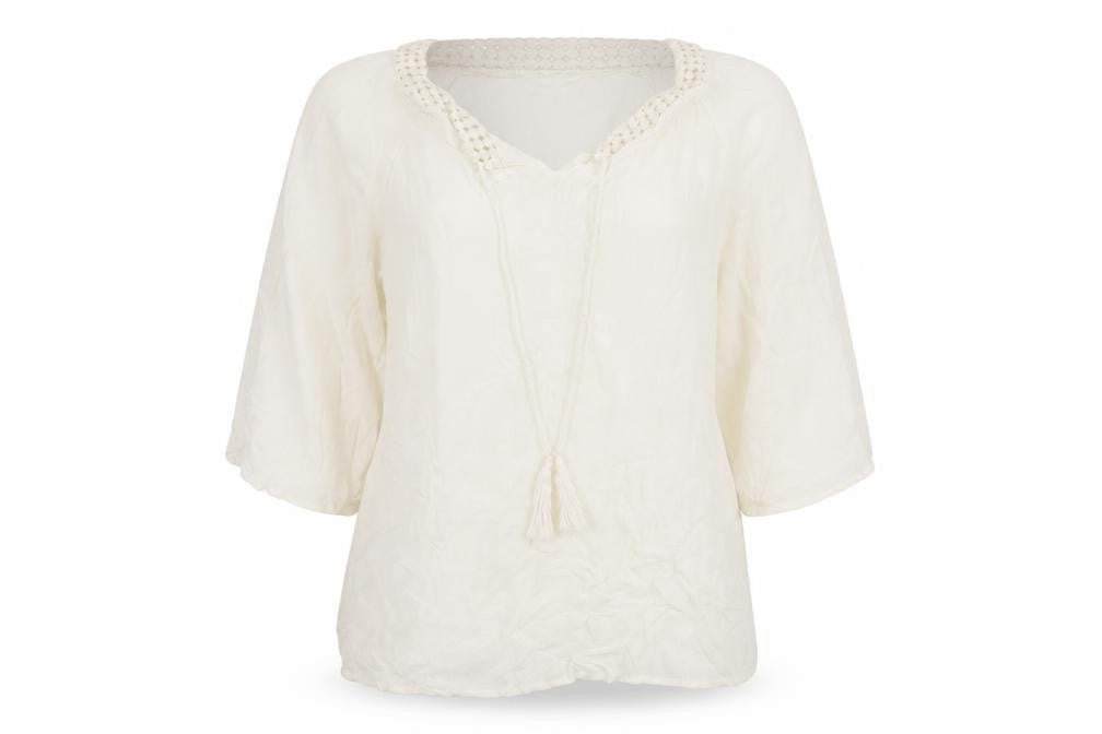 LC Waikiki Women’s Ivory Tunic Blouse Size 14 3/4 Sleeve Viscose