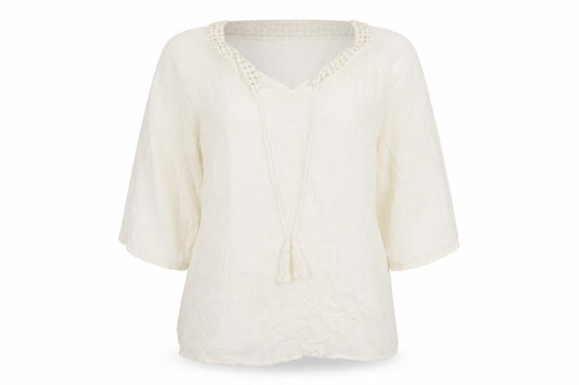 LC Waikiki Women’s Ivory Tunic Blouse Size 14 3/4 Sleeve Viscose