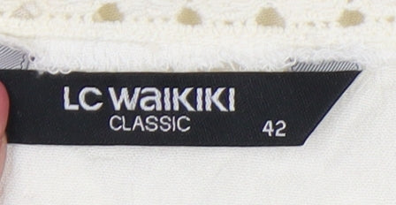 LC Waikiki Women’s Ivory Tunic Blouse Size 14 3/4 Sleeve Viscose