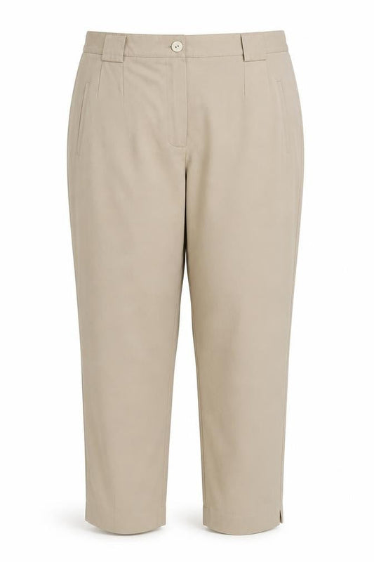 Bridge Womens Beige Chino Trousers Size 18 Straight Leg Pleated