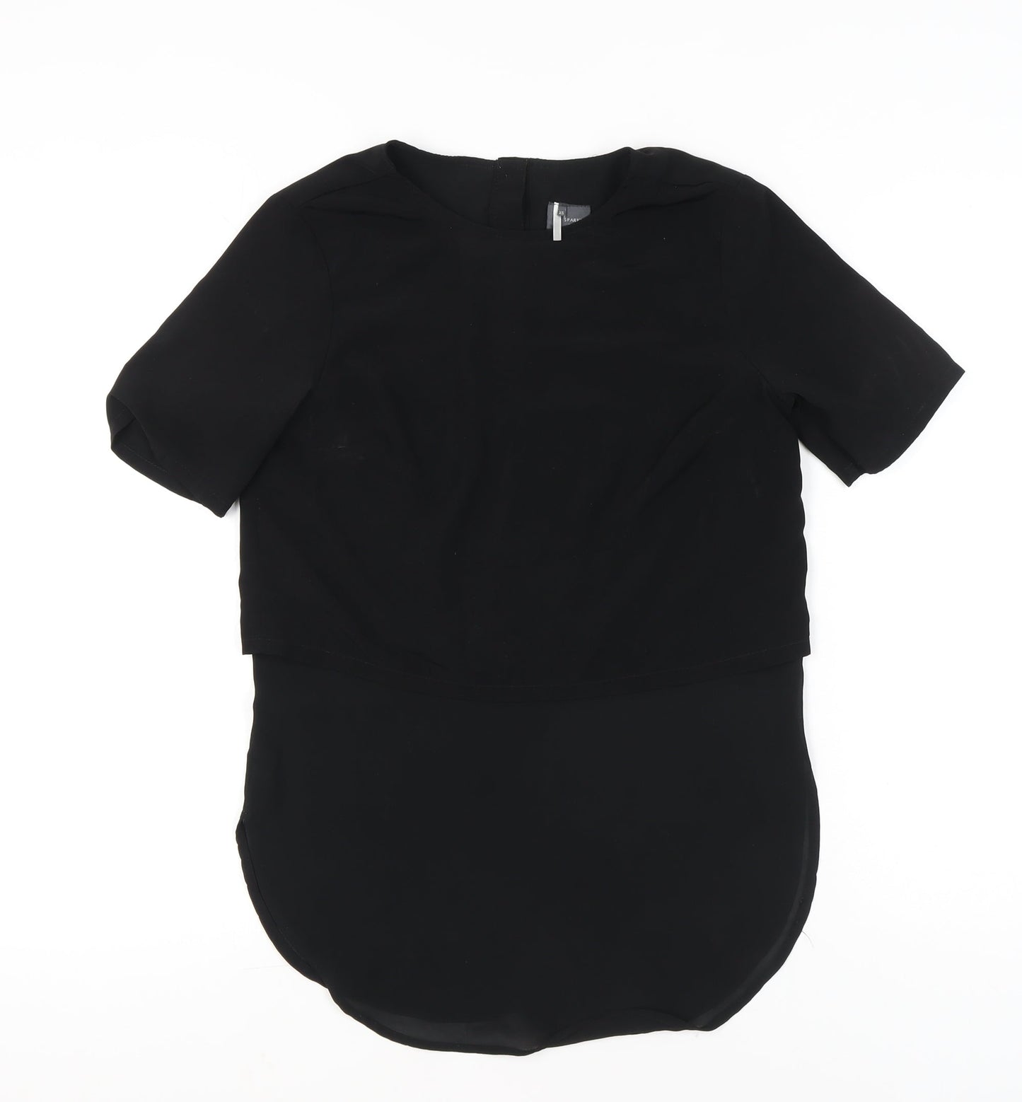 Sparkle & Fade Womens Black XS Cropped Blouse Classic Casual