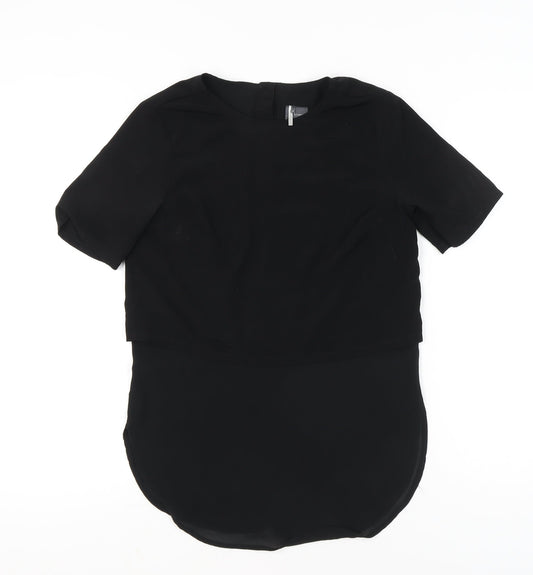 Sparkle & Fade Womens Black XS Cropped Blouse Classic Casual