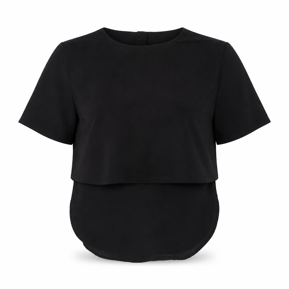 Sparkle & Fade Womens Black XS Cropped Blouse Classic Casual