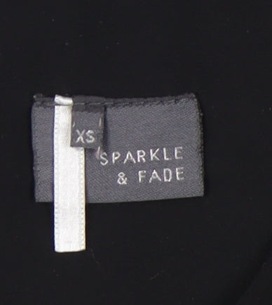Sparkle & Fade Womens Black XS Cropped Blouse Classic Casual