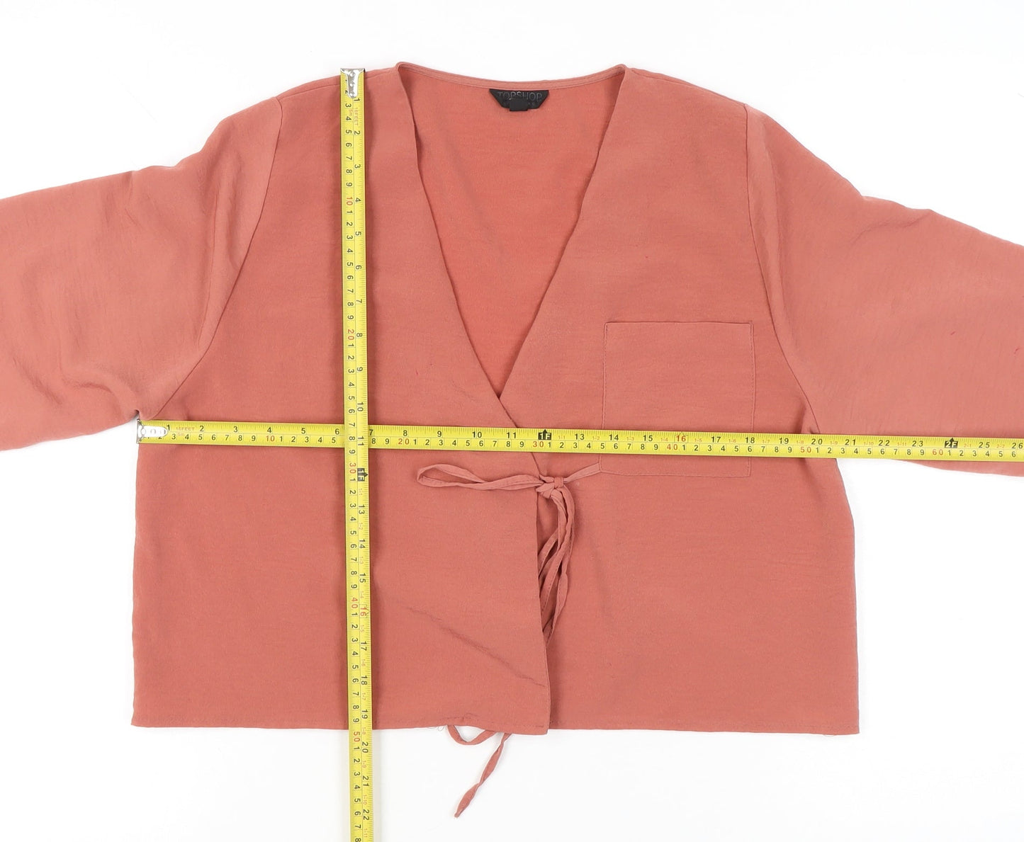 Topshop Womens Pink Wrap Blouse Size 10 Kimono Sleeve Viscose