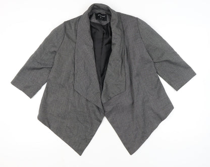 Additional front view of Atmosphere Women Grey, size 12, Shawl Lapel 3/4 Sleeve Blazer Jacket