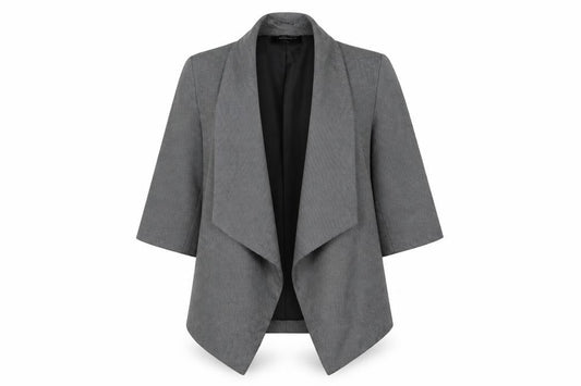 Atmosphere Women Grey Size 12 Shawl Lapel 3/4 Sleeve Blazer Jacket