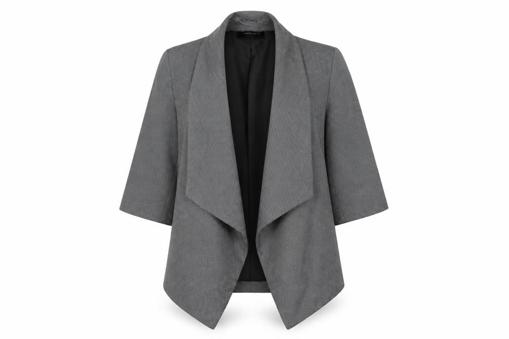 Atmosphere Women Grey Size 12 Shawl Lapel 3/4 Sleeve Blazer Jacket