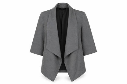 Front view of Atmosphere Women Grey, size 12, Shawl Lapel 3/4 Sleeve Blazer Jacket