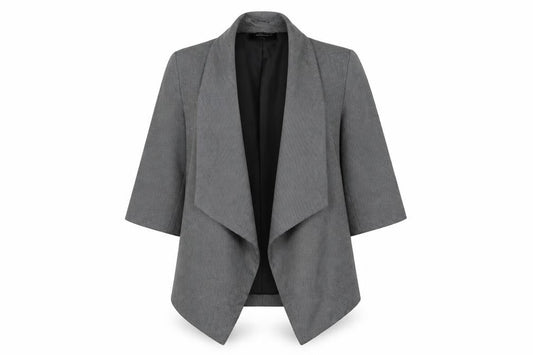 Atmosphere Women Grey Size 12 Shawl Lapel 3/4 Sleeve Blazer Jacket
