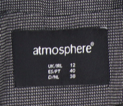 Brand and care label for Atmosphere Women Grey, size 12, Shawl Lapel 3/4 Sleeve Blazer Jacket