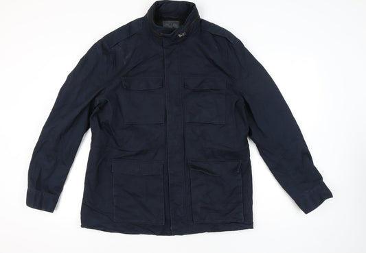 H&M Men’s Blue Military Jacket Size 54 EUR 44R Cotton Mid-Length