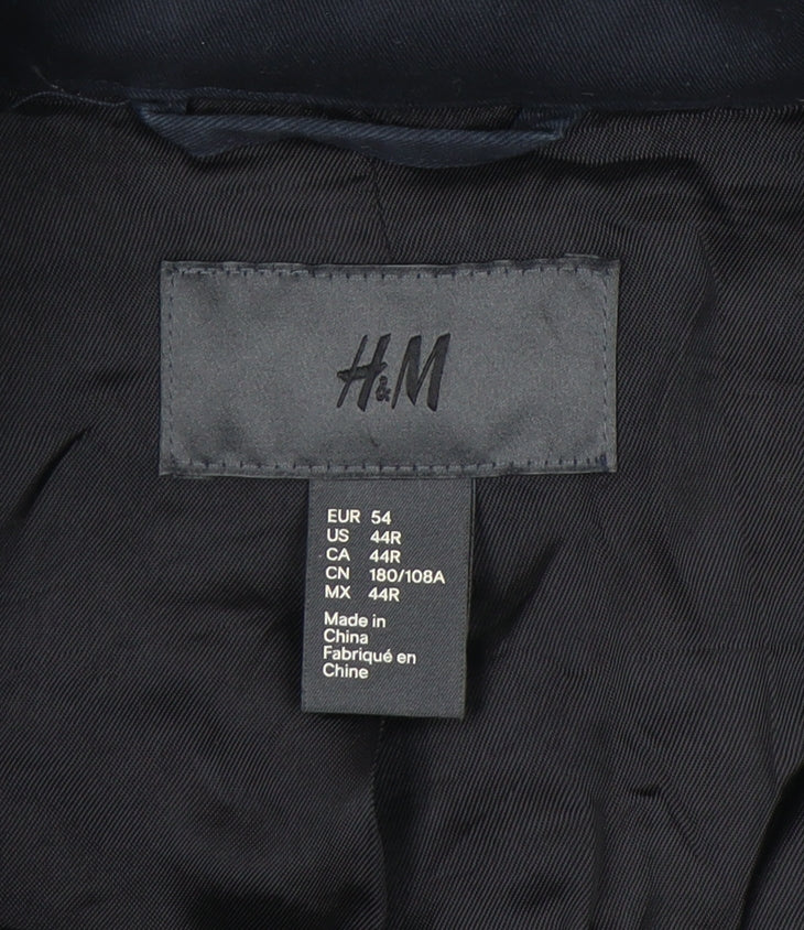 H&M Men’s Blue Military Jacket Size 54 EUR 44R Cotton Mid-Length