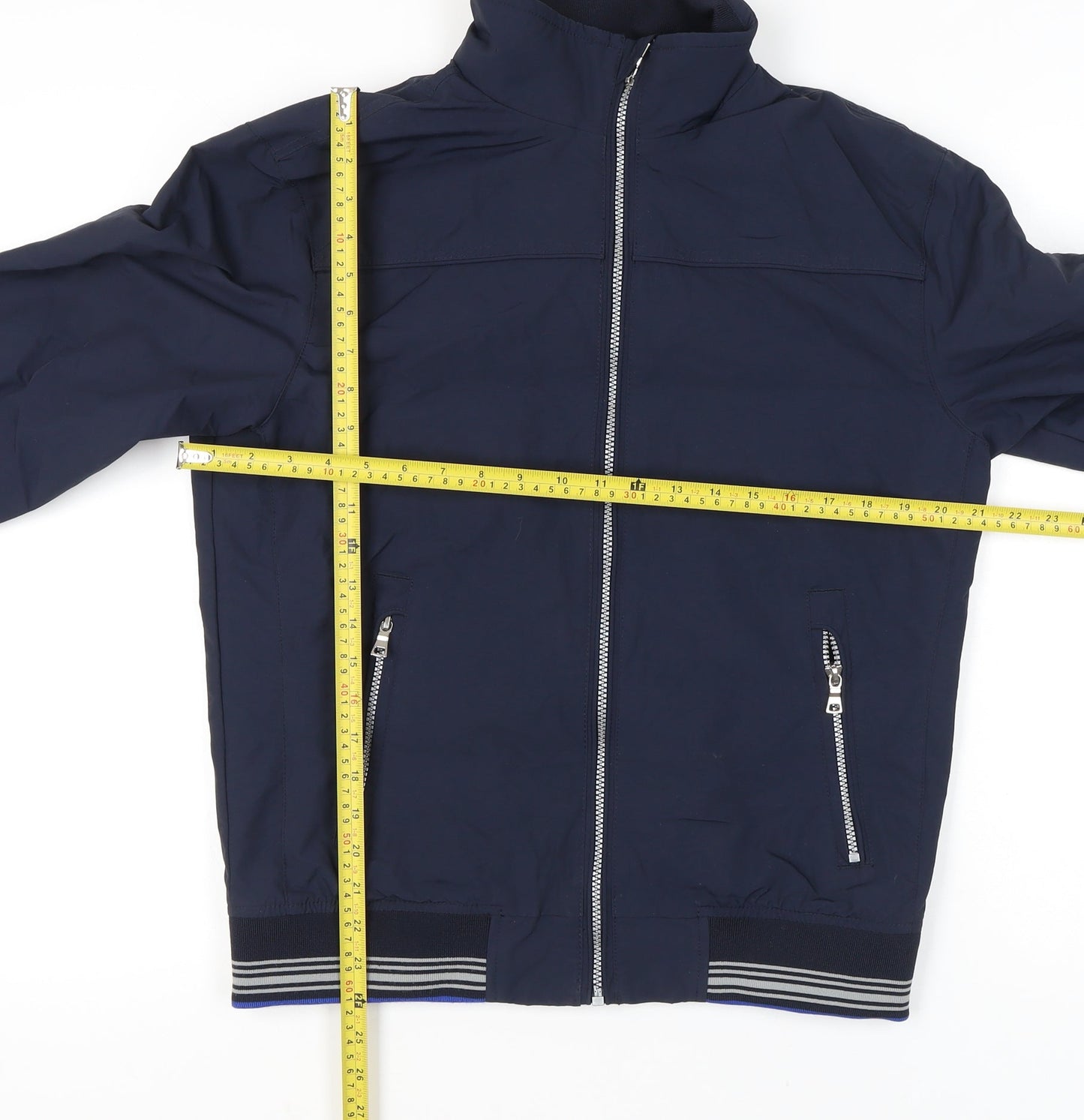 Marks and Spencer Mens Blue Bomber Jacket S Zip Pockets Casual