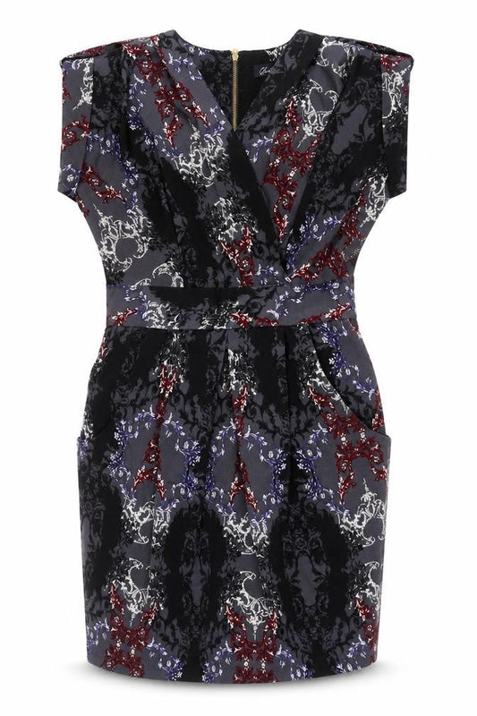 Closet BLU Women’s Size 14 Black Grey Floral Sheath Knee Dress