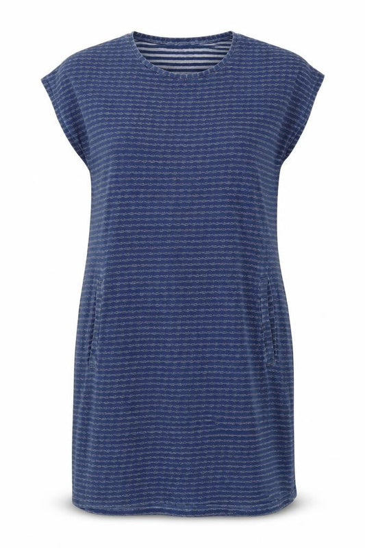 Laura Ashley Women Blue Striped Cotton Shift Dress UK 18