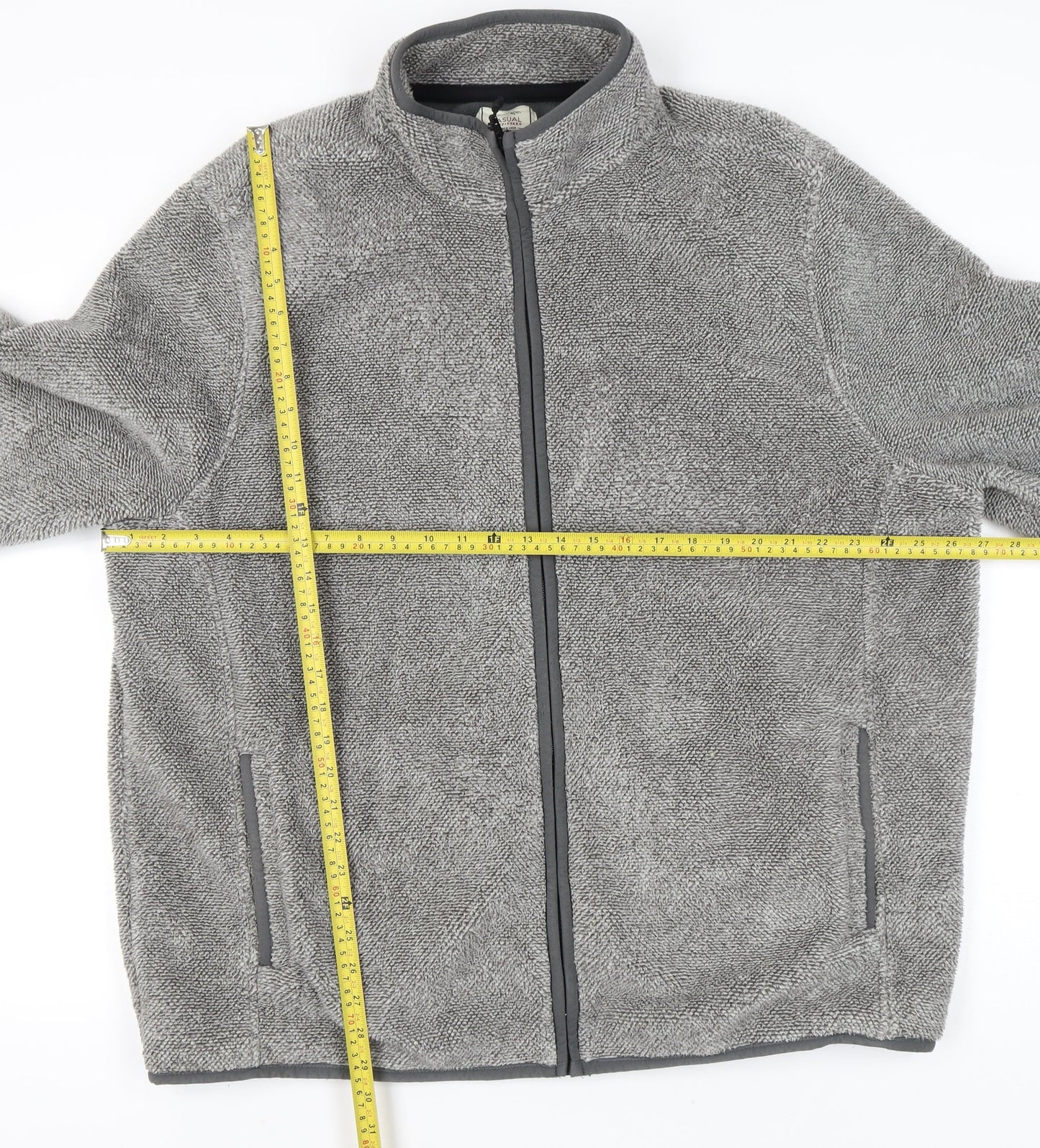 George Men’s Grey 3XL 51-53" Fleece Full Zip Jacket with Pockets
