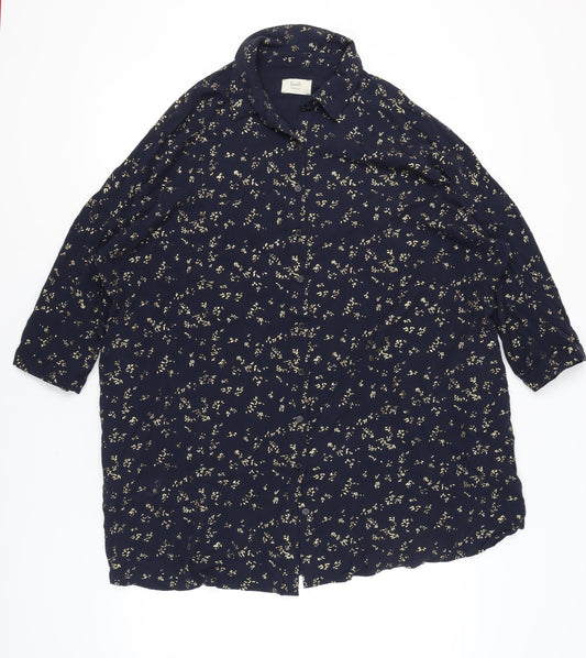Hush Womens Blue Floral Nightshirt Size 12 Viscose Blend