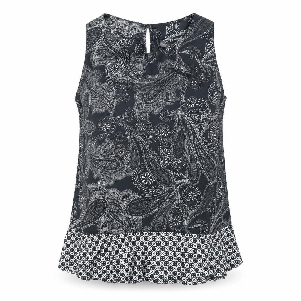 Next Womens Black Paisley Sleeveless Tunic Blouse Size 10