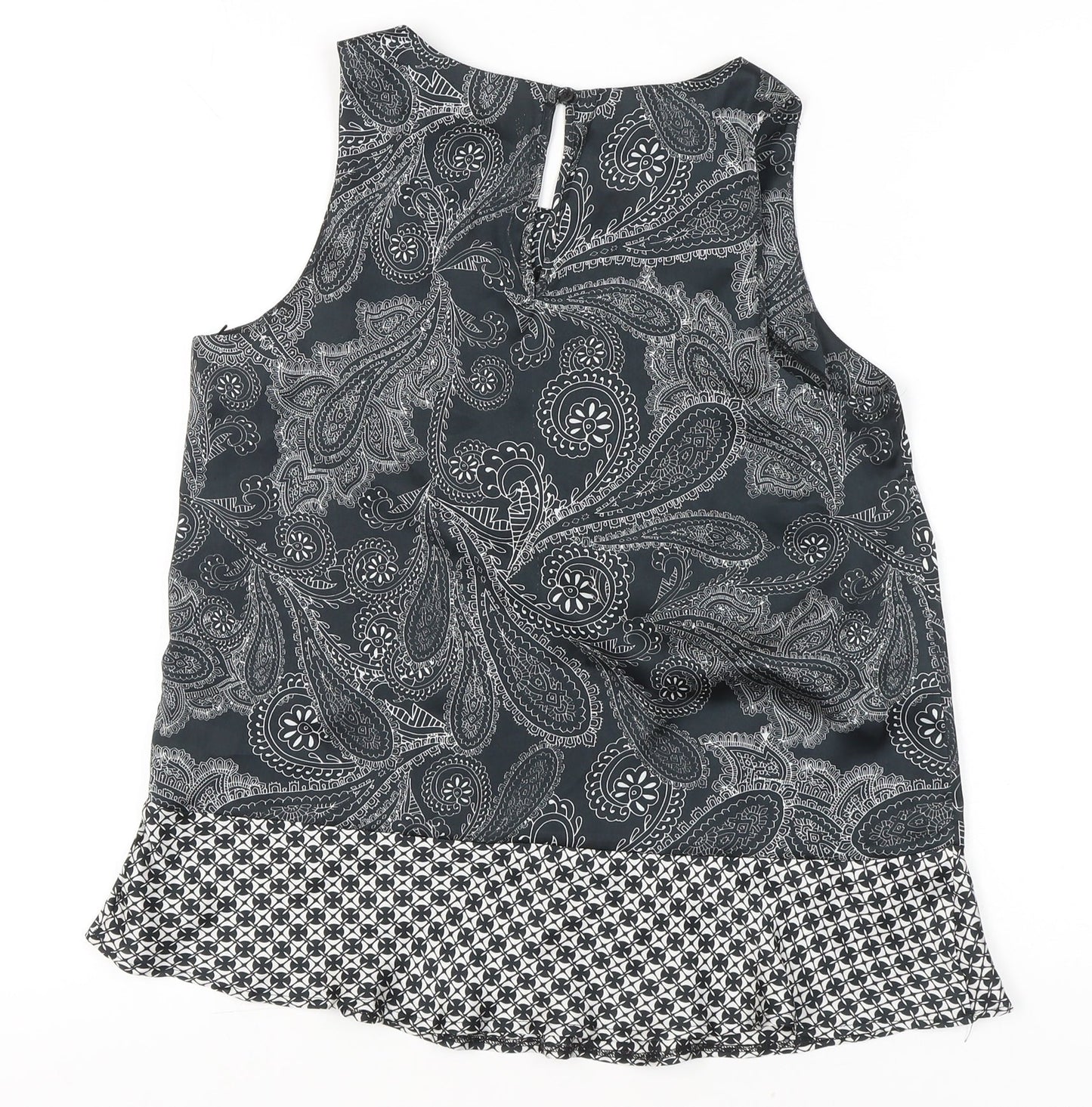 Next Womens Black Paisley Sleeveless Tunic Blouse Size 10