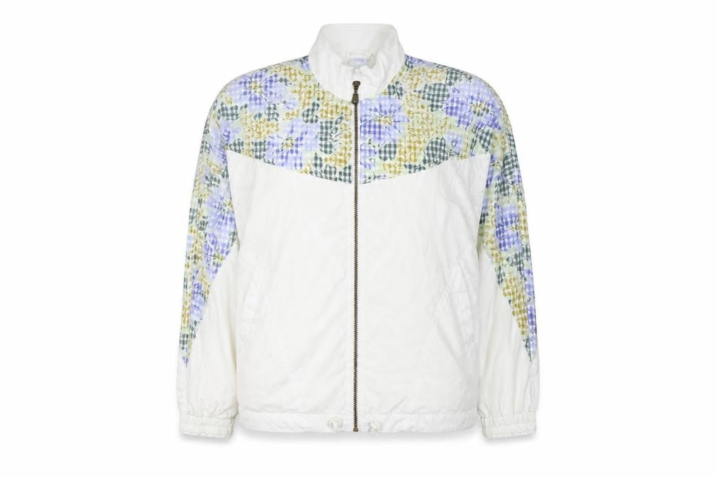 Anzoni Womens White Floral Retro Bomber Jacket Size 14