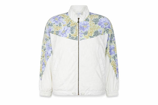 Anzoni Womens White Floral Retro Bomber Jacket Size 14