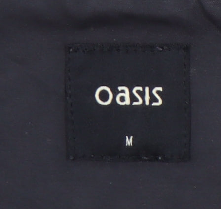 Oasis Women’s Black Parka Coat M Hooded Long Sleeve Cotton Polyester