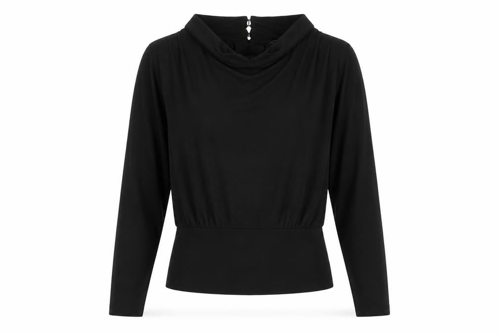 French Connection Womens Black Long Sleeve Cowl Neck Blouse M