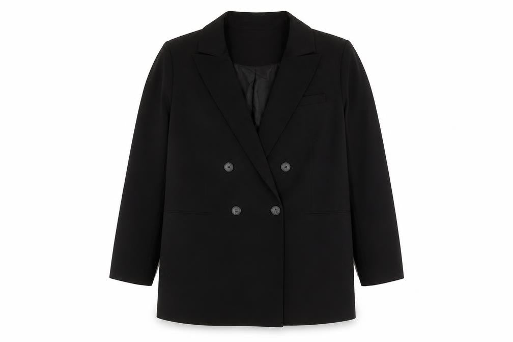 H&M Women Black Double-Breasted Blazer Jacket Size 12
