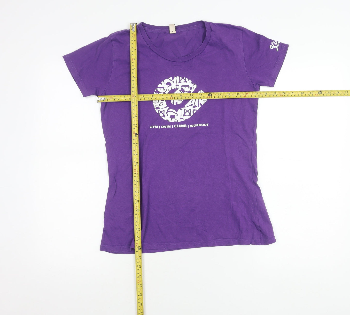 Earth Positive Womens Purple Cotton T-Shirt L Short Sleeve Crew Neck