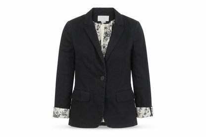 H&M Women's Black Size 6 Cotton Blend One-Button Blazer Jacket