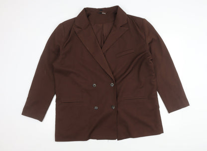H&M Divided Womens Brown Double-Breasted Suit Jacket Size 12