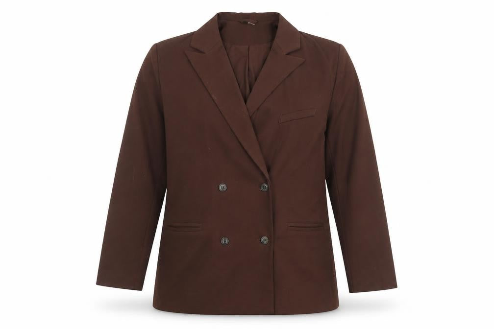 H&M Divided Womens Brown Double-Breasted Suit Jacket Size 12
