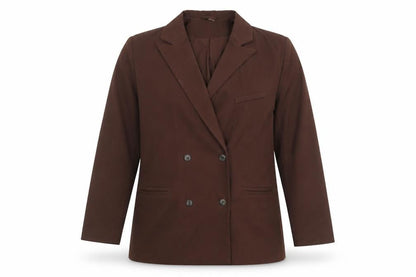 H&M Divided Womens Brown Double-Breasted Suit Jacket Size 12