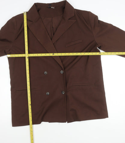 H&M Divided Womens Brown Double-Breasted Suit Jacket Size 12