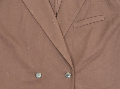 H&M Divided Womens Brown Double-Breasted Suit Jacket Size 12
