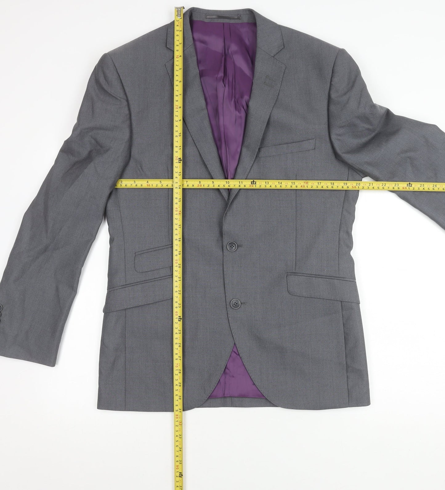 Brook Taverner Men's Grey 40R Wool Blazer Jacket Formal Notch Lapel