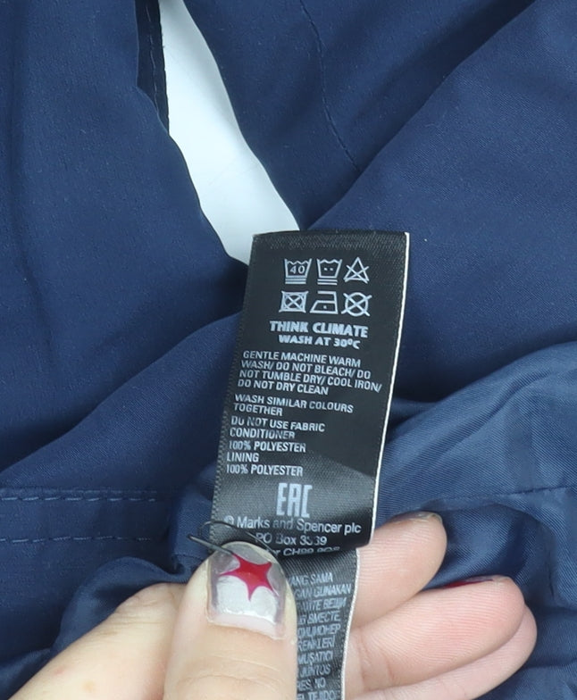 Marks and Spencer Womens Navy Blue Size 10 Polyester Mid-Length Overcoat