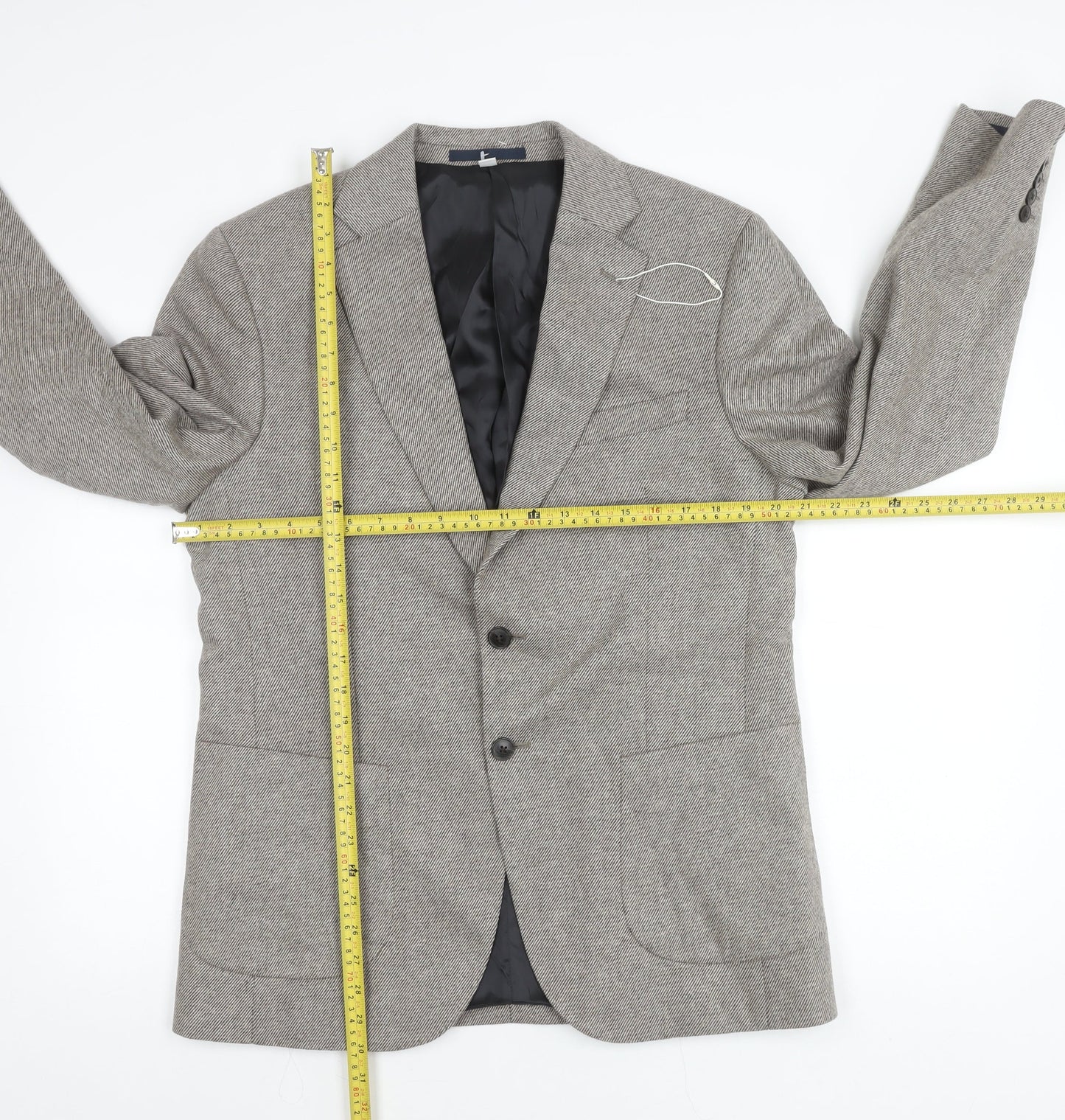 Marks and Spencer Men’s Grey Wool Blend Tweed Blazer Jacket 40” L