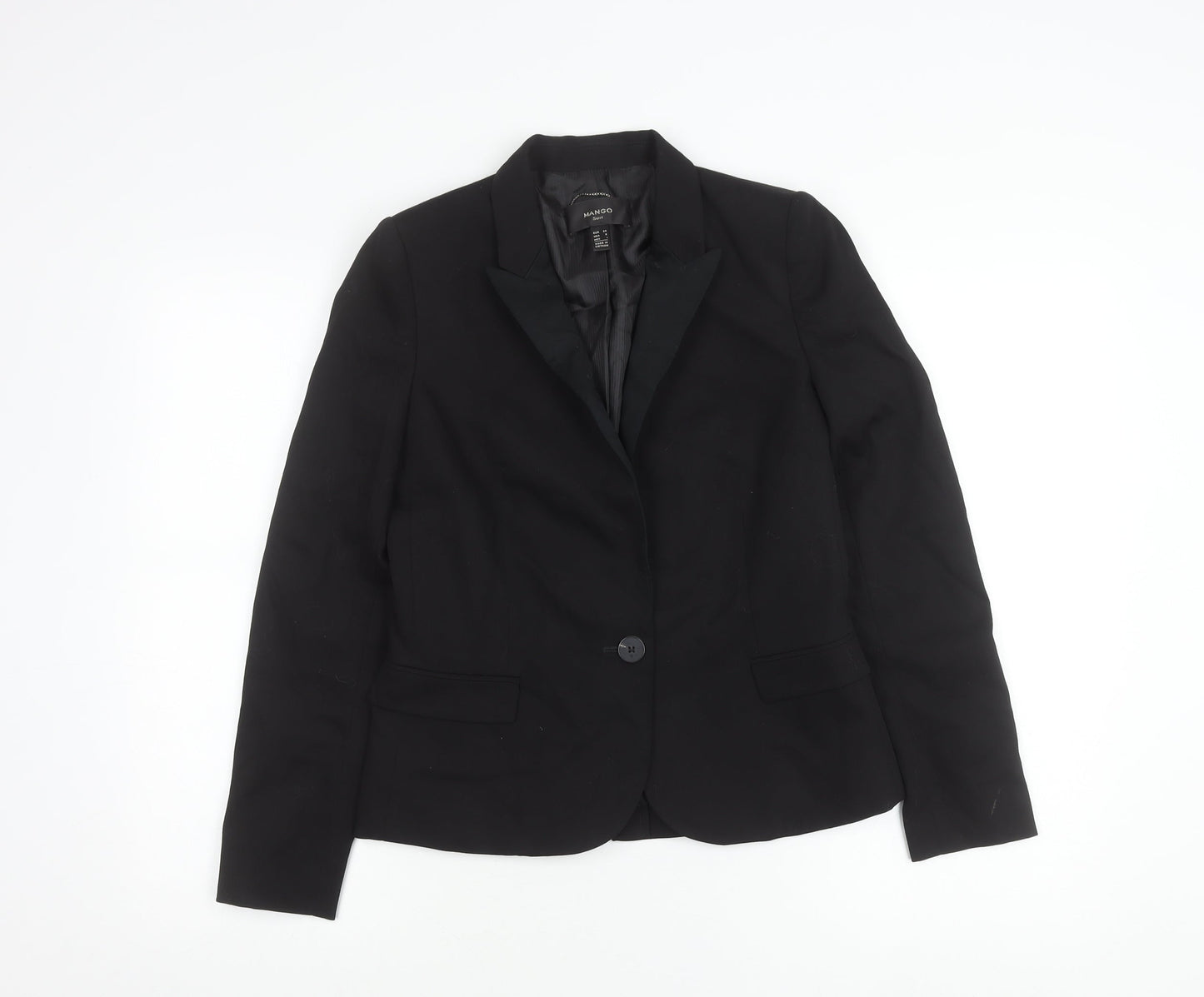 Mango Womens Black Slim Fit Suit Jacket Blazer Size UK 6