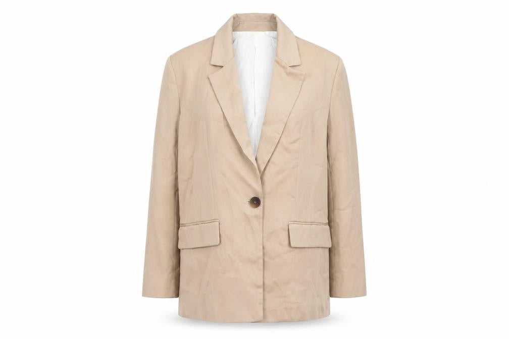 Zara Womens Beige Blazer Jacket Size S Regular Fit One Button