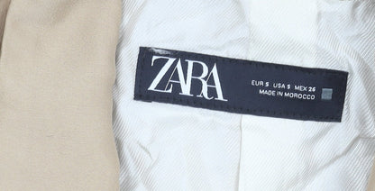 Zara Womens Beige Blazer Jacket Size S Regular Fit One Button