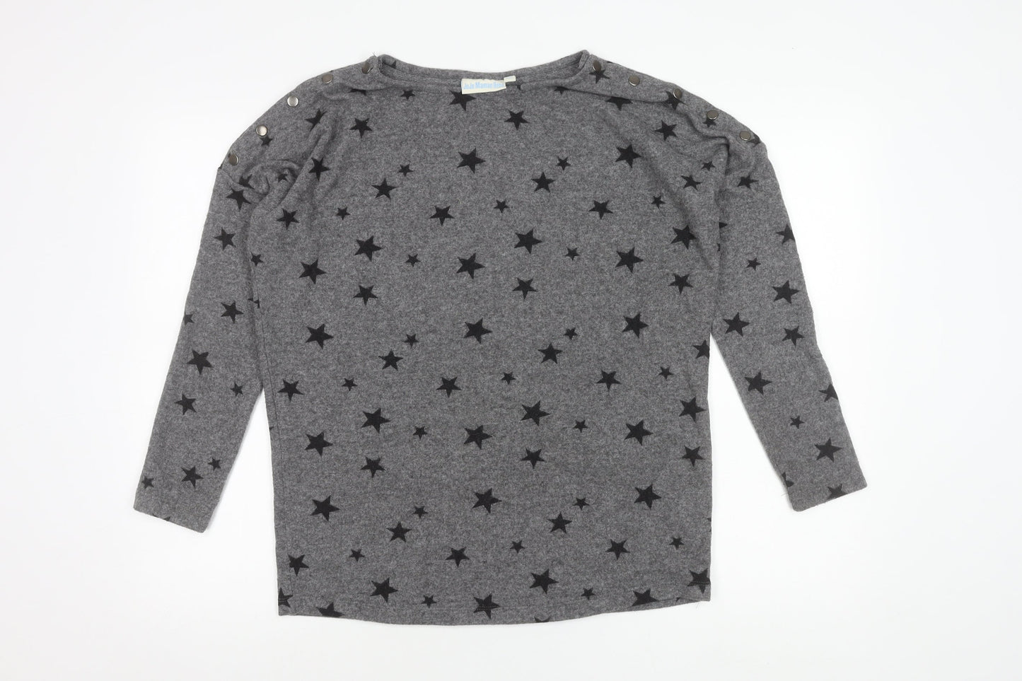 JoJo Maman Bébé Women’s Grey Star Print Pullover Jumper Size S